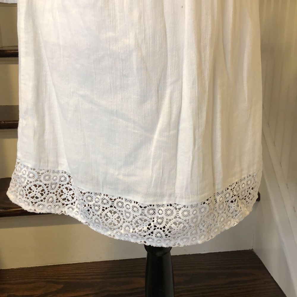 LUCKY BRAND Fully Lined White Crochet Long Sleeve Tunic w Tassels Sz Small - Picture 8 of 16